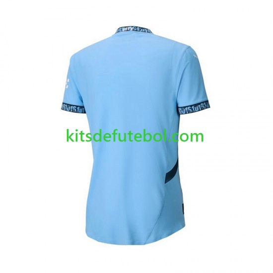 Camisola Manchester City Azul Homem Equipamento principal 2024-2025 Mangas Curtas