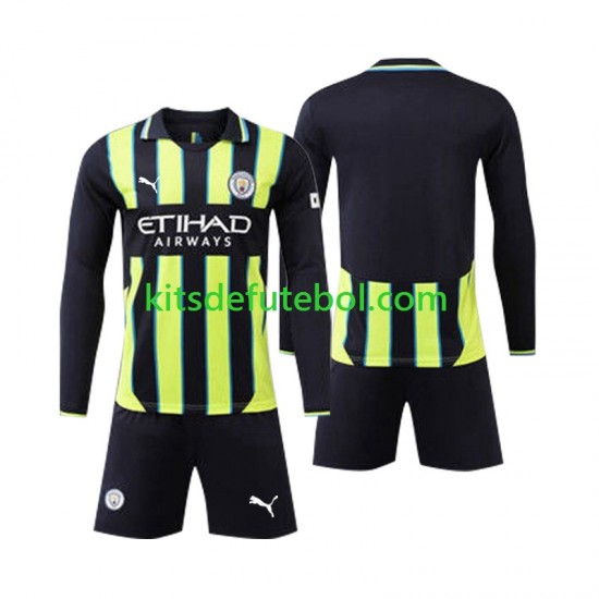 Camisola Manchester City Criança Equipamento alternativo 2024-2025 Mangas Compridas