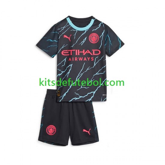 Camisola Manchester City Criança Terceiro equipamento 2023-2024 Mangas Curtas