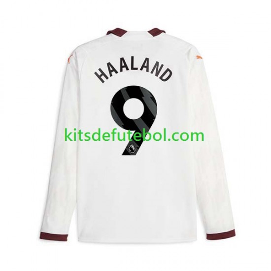 Camisola Manchester City Erling Haaland 9 Homem Equipamento alternativo 2023-2024 Mangas Compridas