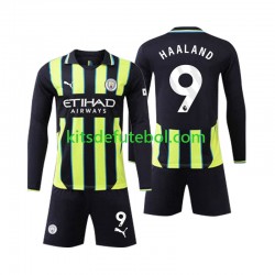 Camisola Manchester City Erling Haaland 9 Criança Equipamento alternativo 2024-2025 Mangas Compridas