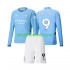 Camisola Manchester City Erling Haaland 9 Criança Equipamento principal 2024-2025 Mangas Compridas