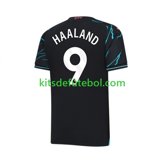 Camisola Manchester City Erling Haaland 9 Homem Terceiro equipamento 2023-2024 Mangas Curtas