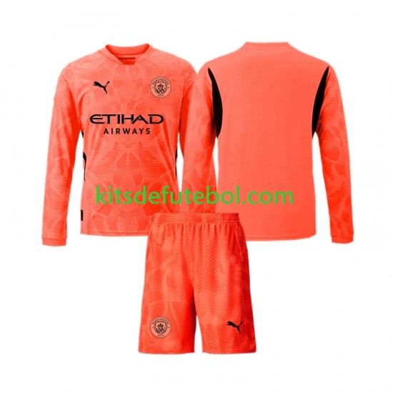 Camisola de Guarda-redes Manchester City Criança Equipamento alternativo 2024-2025 Mangas Compridas