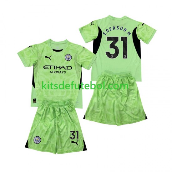 Camisola de Guarda-redes Manchester City Ederson Moraes 31 2 Criança Quarto equipamento 2024-2025 Mangas Curtas