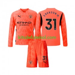 Camisola de Guarda-redes Manchester City Ederson Moraes 31 Criança Equipamento alternativo 2024-2025 Mangas Compridas