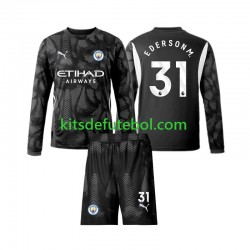 Camisola de Guarda-redes Manchester City Ederson Moraes 31 Criança Quarto equipamento 2024-2025 Mangas Compridas