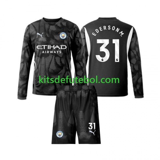 Camisola de Guarda-redes Manchester City Ederson Moraes 31 Criança Quarto equipamento 2024-2025 Mangas Compridas