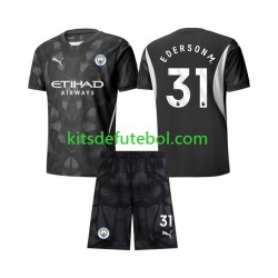 Camisola de Guarda-redes Manchester City Ederson Moraes 31 Criança Quarto equipamento 2024-2025 Mangas Curtas