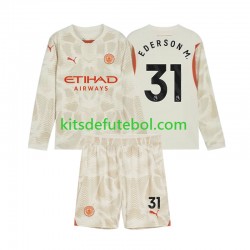 Camisola de Guarda-redes Manchester City Ederson Moraes 31 Criança Terceiro equipamento 2024-2025 Mangas Compridas