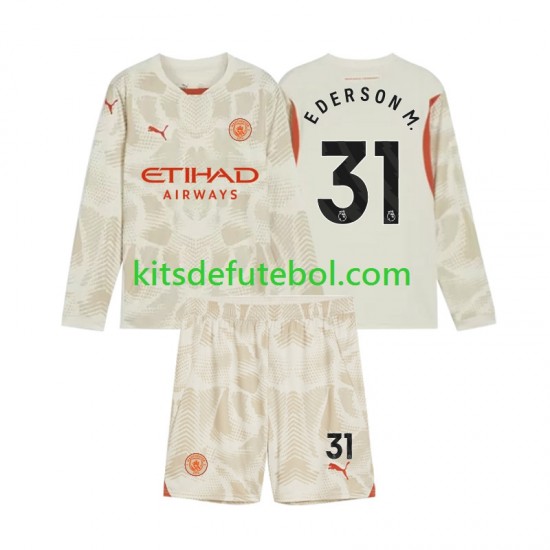 Camisola de Guarda-redes Manchester City Ederson Moraes 31 Criança Terceiro equipamento 2024-2025 Mangas Compridas