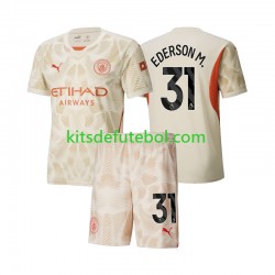 Camisola de Guarda-redes Manchester City Ederson Moraes 31 Criança Terceiro equipamento 2024-2025 Mangas Curtas