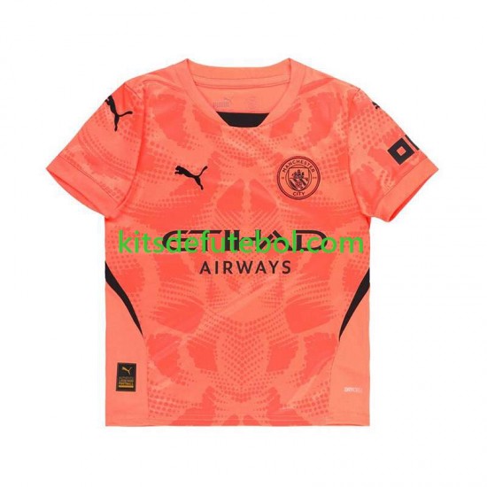 Camisola de Guarda-redes Manchester City Laranja Homem Equipamento alternativo 2024-2025 Mangas Curtas