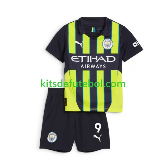 Camisola Manchester City Haaland 9 Criança Equipamento alternativo 2024-2025 Mangas Curtas