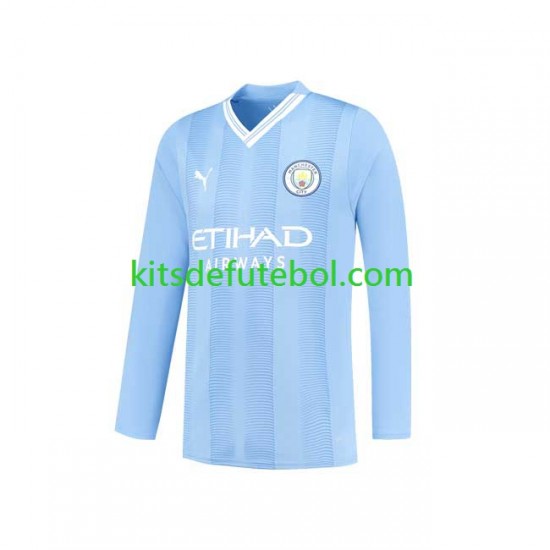 Camisola Manchester City Homem Equipamento principal 2023-2024 Mangas Compridas