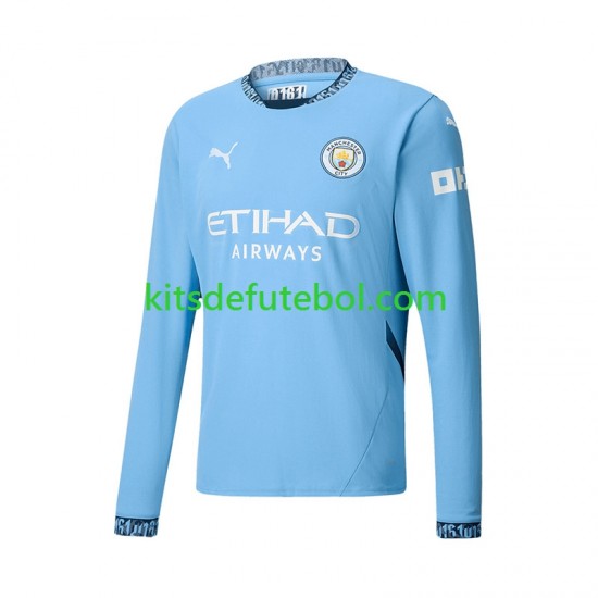 Camisola Manchester City Homem Equipamento principal 2024-2025 Mangas Compridas