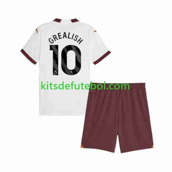 Camisola Manchester City Jack Grealish 10 Criança Equipamento alternativo 2023-2024 Mangas Curtas