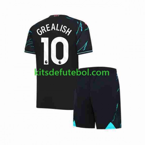Camisola Manchester City Jack Grealish 10 Criança Terceiro equipamento 2023-2024 Mangas Curtas