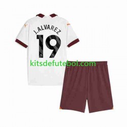 Camisola Manchester City Julian Alvarez 19 Criança Equipamento alternativo 2023-2024 Mangas Curtas