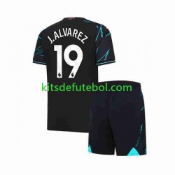 Camisola Manchester City Julian Alvarez 19 Criança Terceiro equipamento 2023-2024 Mangas Curtas