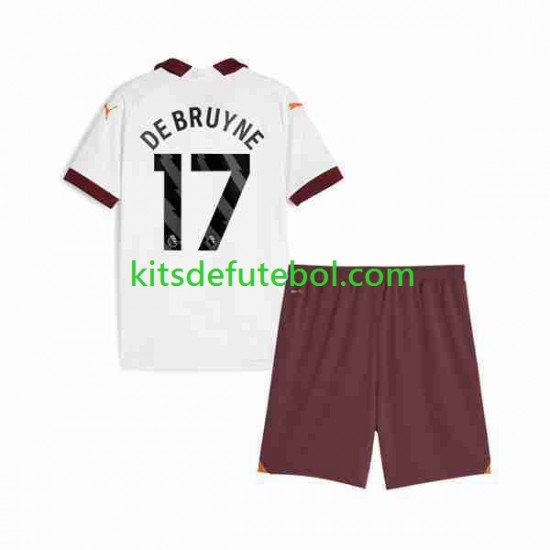 Camisola Manchester City Kevin De Bruyne 17 Criança Equipamento alternativo 2023-2024 Mangas Curtas