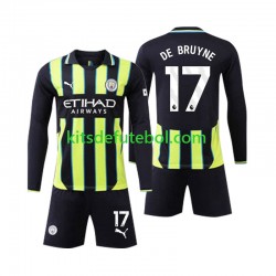 Camisola Manchester City Kevin De Bruyne 17 Criança Equipamento alternativo 2024-2025 Mangas Compridas