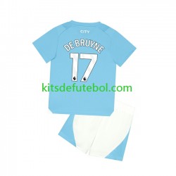 Camisola Manchester City Kevin De Bruyne 17 Criança Equipamento principal 2023-2024 Mangas Curtas