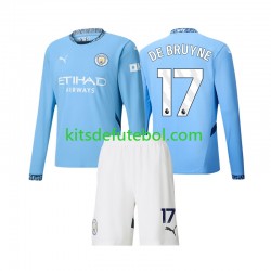 Camisola Manchester City Kevin De Bruyne 17 Criança Equipamento principal 2024-2025 Mangas Compridas