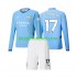 Camisola Manchester City Kevin De Bruyne 17 Criança Equipamento principal 2024-2025 Mangas Compridas