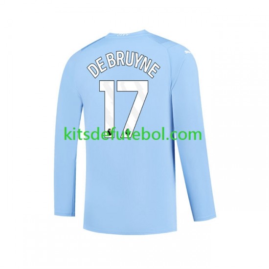 Camisola Manchester City Kevin De Bruyne 17 Homem Equipamento principal 2023-2024 Mangas Compridas