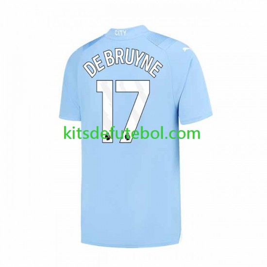 Camisola Manchester City Kevin De Bruyne 17 Homem Equipamento principal 2023-2024 Mangas Curtas