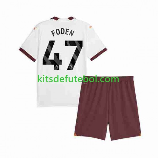 Camisola Manchester City Phil Foden 47 Criança Equipamento alternativo 2023-2024 Mangas Curtas