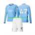 Camisola Manchester City Phil Foden 47 Criança Equipamento principal 2024-2025 Mangas Compridas
