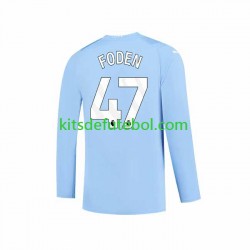 Camisola Manchester City Phil Foden 47 Homem Equipamento principal 2023-2024 Mangas Compridas
