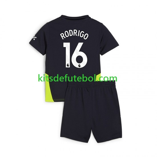 Camisola Manchester City RODRIGO 16 Criança Equipamento alternativo 2024-2025 Mangas Curtas