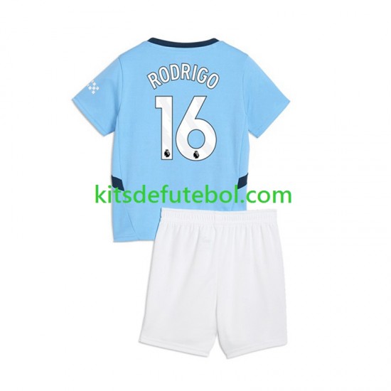 Camisola Manchester City RODRIGO 16 Criança Equipamento principal 2024-2025 Mangas Curtas
