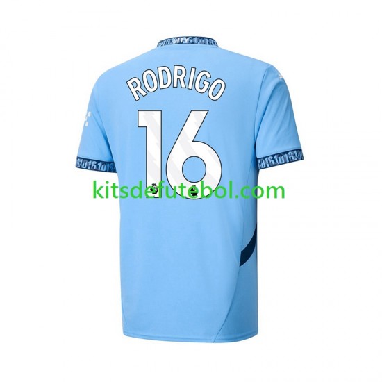 Camisola Manchester City RODRIGO 16 Homem Equipamento principal 2024-2025 Mangas Curtas