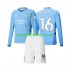 Camisola Manchester City Rodri 16 Criança Equipamento principal 2024-2025 Mangas Compridas
