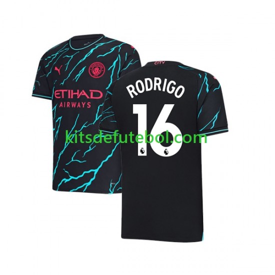 Camisola Manchester City Rodri Hernandez 16 Homem Terceiro equipamento 2023-2024 Mangas Curtas