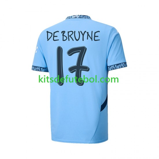 Camisola Manchester City UCL Font DE BRUYNE 17 Homem Equipamento principal 2024-2025 Mangas Curtas