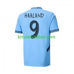 Camisola Manchester City UCL Font Haaland 9 Homem Equipamento principal 2024-2025 Mangas Curtas