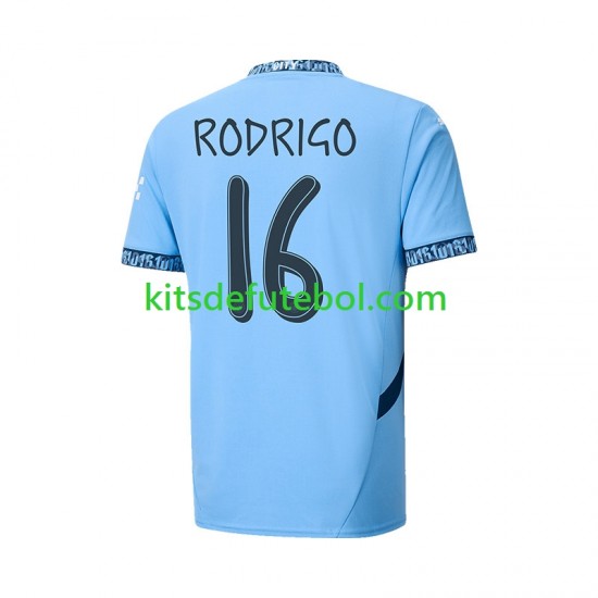 Camisola Manchester City UCL Font RODRIGO 16 Homem Equipamento principal 2024-2025 Mangas Curtas