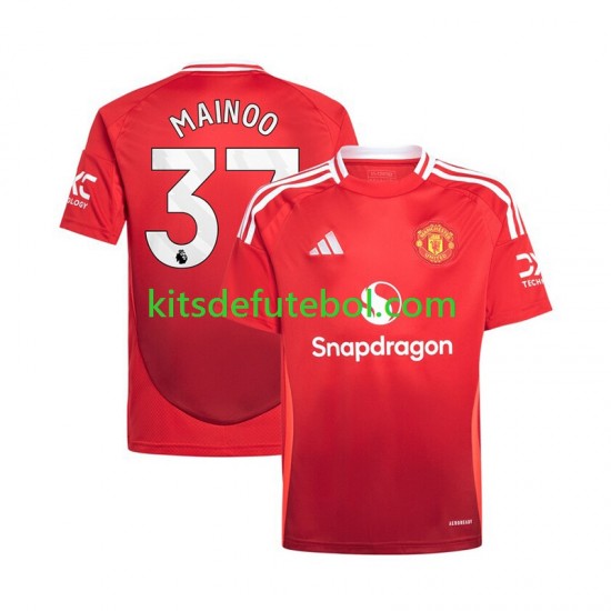Camisola Manchester United Vermelho Kobbie Mainoo 37 Homem Equipamento principal 2024-2025 Mangas Curtas