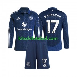 Camisola Manchester United Alejandro Garnacho 17 Criança Equipamento alternativo 2024-2025 Mangas Compridas
