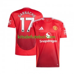 Camisola Manchester United Vermelho Alejandro Garnacho 17 Homem Equipamento principal 2024-2025 Mangas Curtas