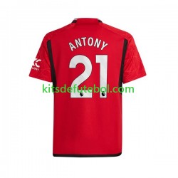 Camisola Manchester United Antony Matheus 21 Homem Equipamento principal 2023-2024 Mangas Curtas