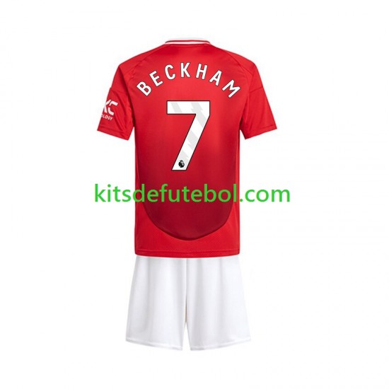 Camisola Manchester United Beckham 7 Criança Equipamento principal 2024-2025 Mangas Curtas
