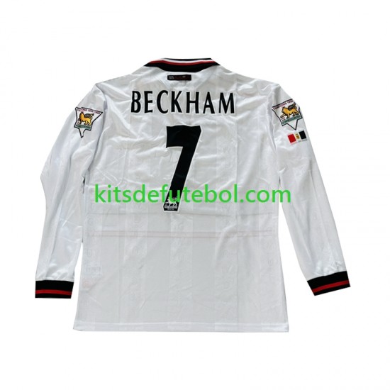 Camisola Retrô Manchester United Beckham 7 - Homem Equipamento alternativo 1998 1999 Mangas Compridas