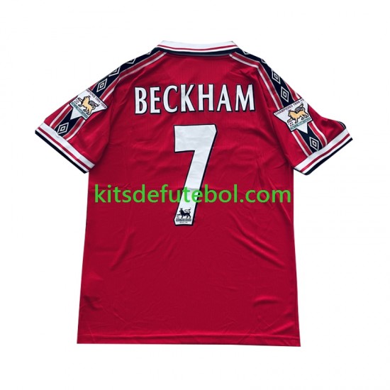 Camisola Retrô Manchester United Beckham 7 - Homem Equipamento principal 1998 1999 Mangas Curtas