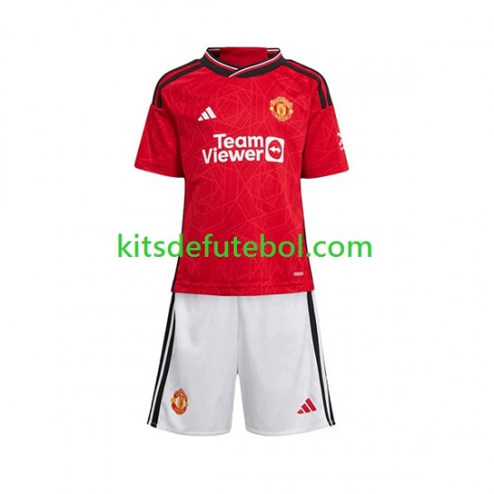 Camisola Manchester United Criança Equipamento principal 2023-2024 Mangas Curtas